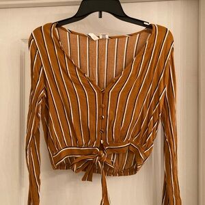 Stripped long sleep crop top